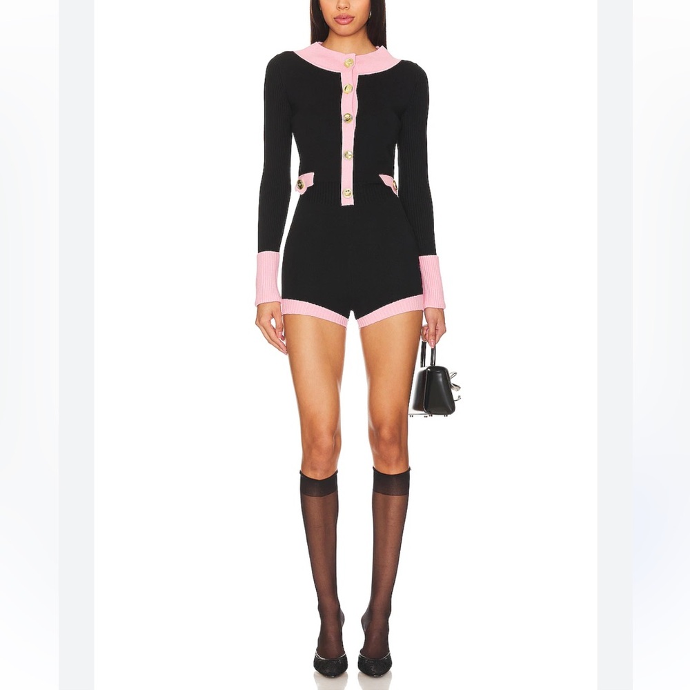 NANA JACQUELINE MATILDA KNIT BLACK & PINK JUMPSUIT NWT